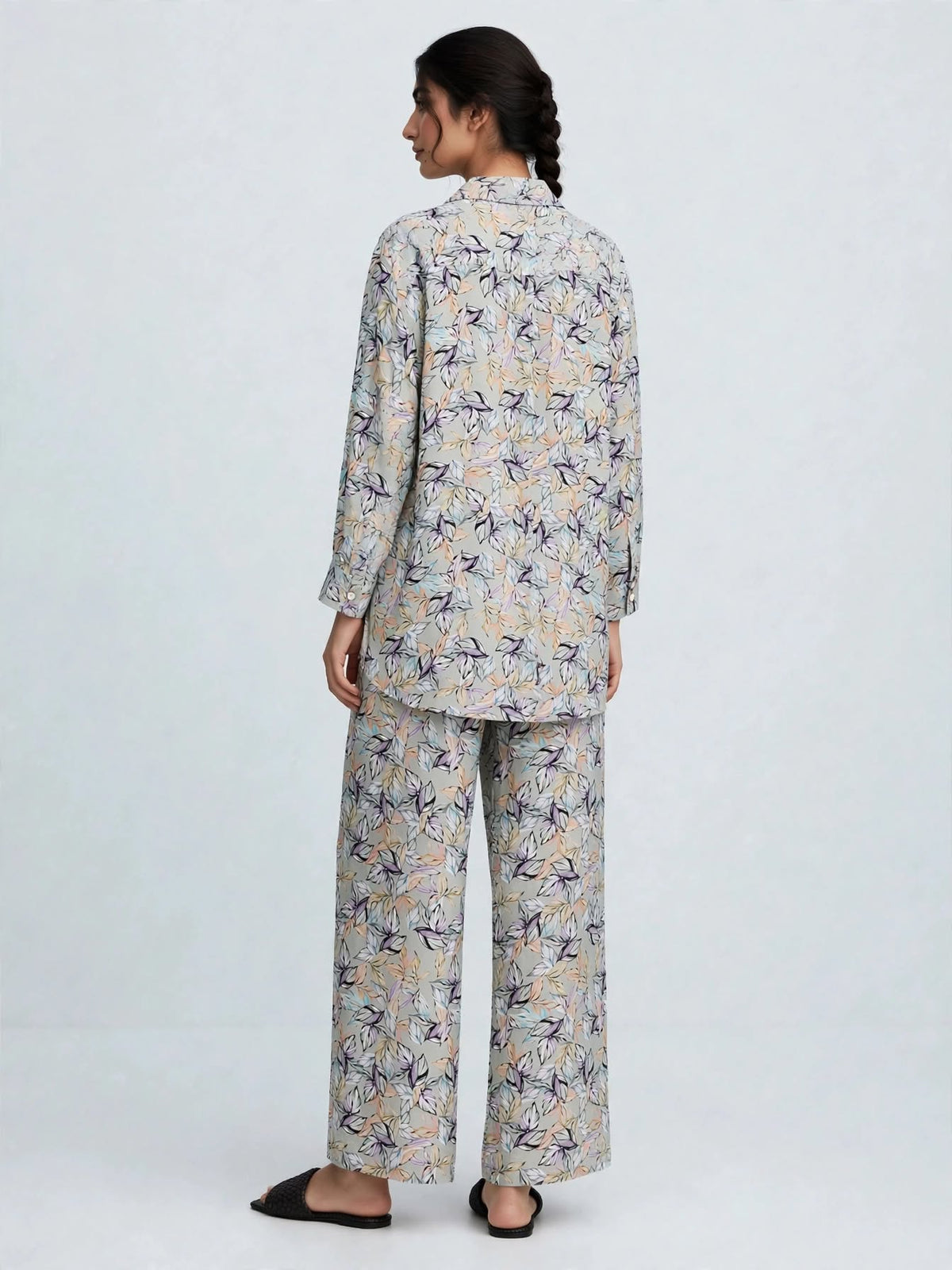 Botanical Leaf Printed Button-Down Shirt