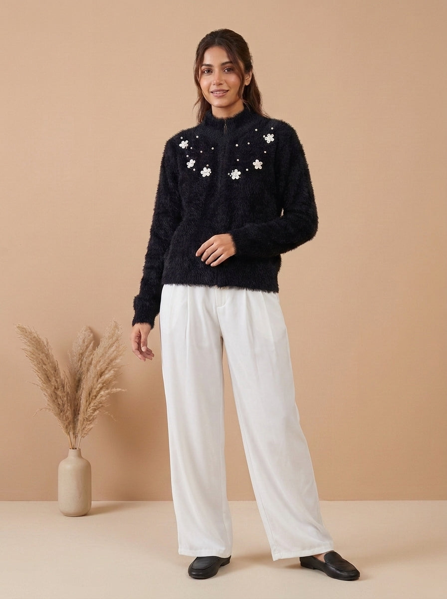 High-Waisted Side-Cargo Pleated Trousers