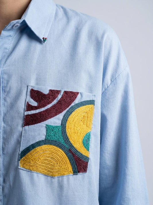 Embroidered Pocket Button-Down Shirt