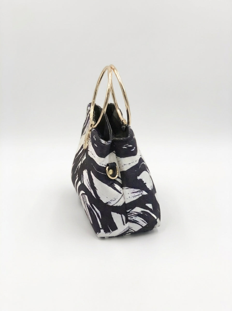 Ethnic Printed Ring Handle Handbag