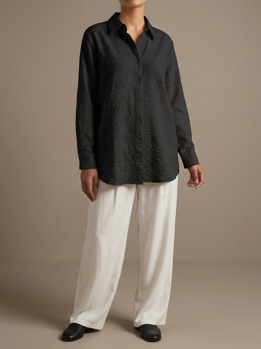 Textured Button-Down Casual Shirt