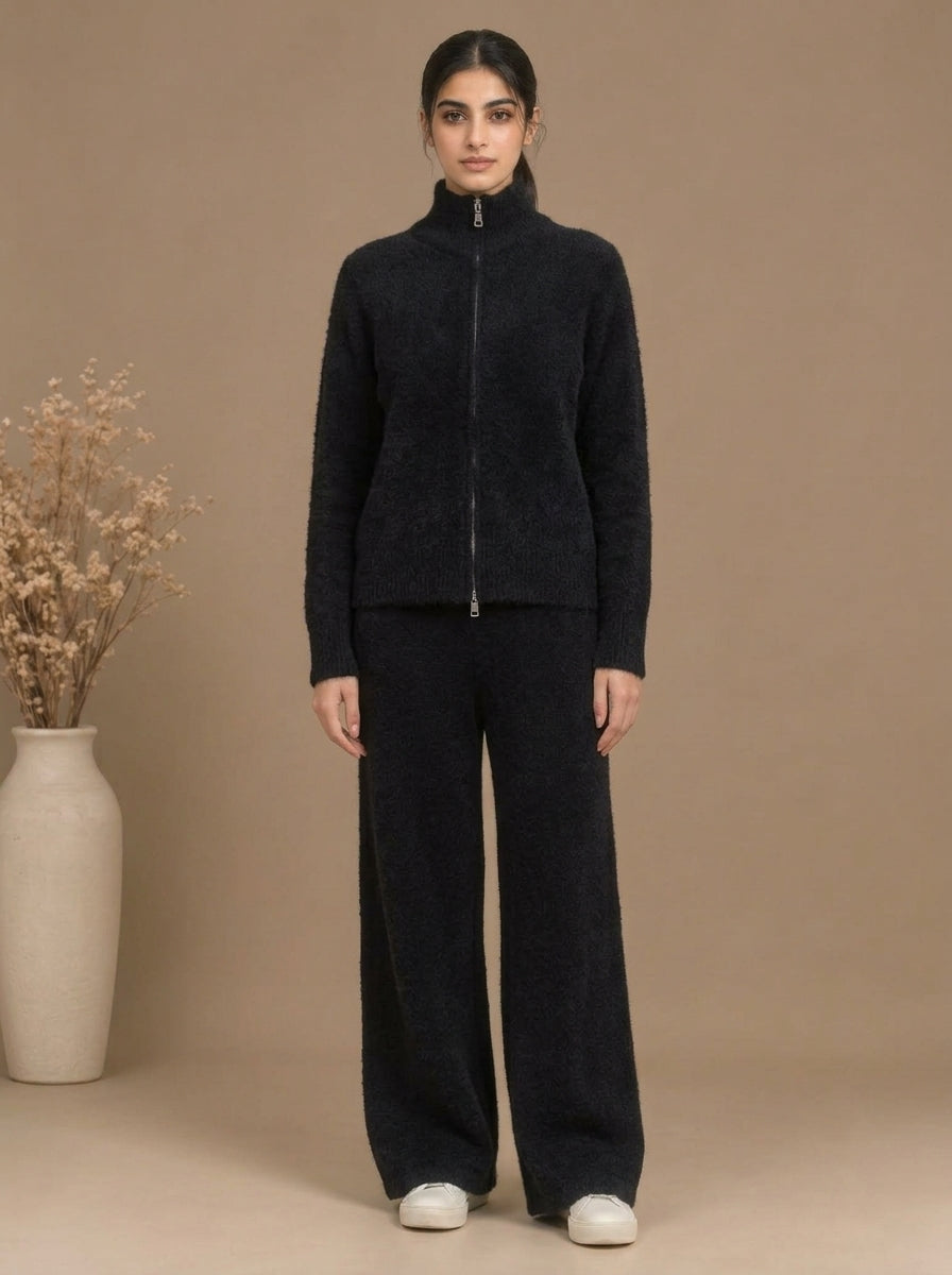Cable-Knit High-Neck Co-Ord Set