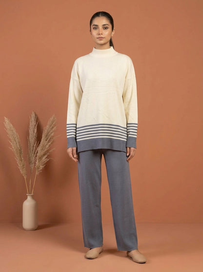 Striped Mock-Neck Knit Co-Ord Set