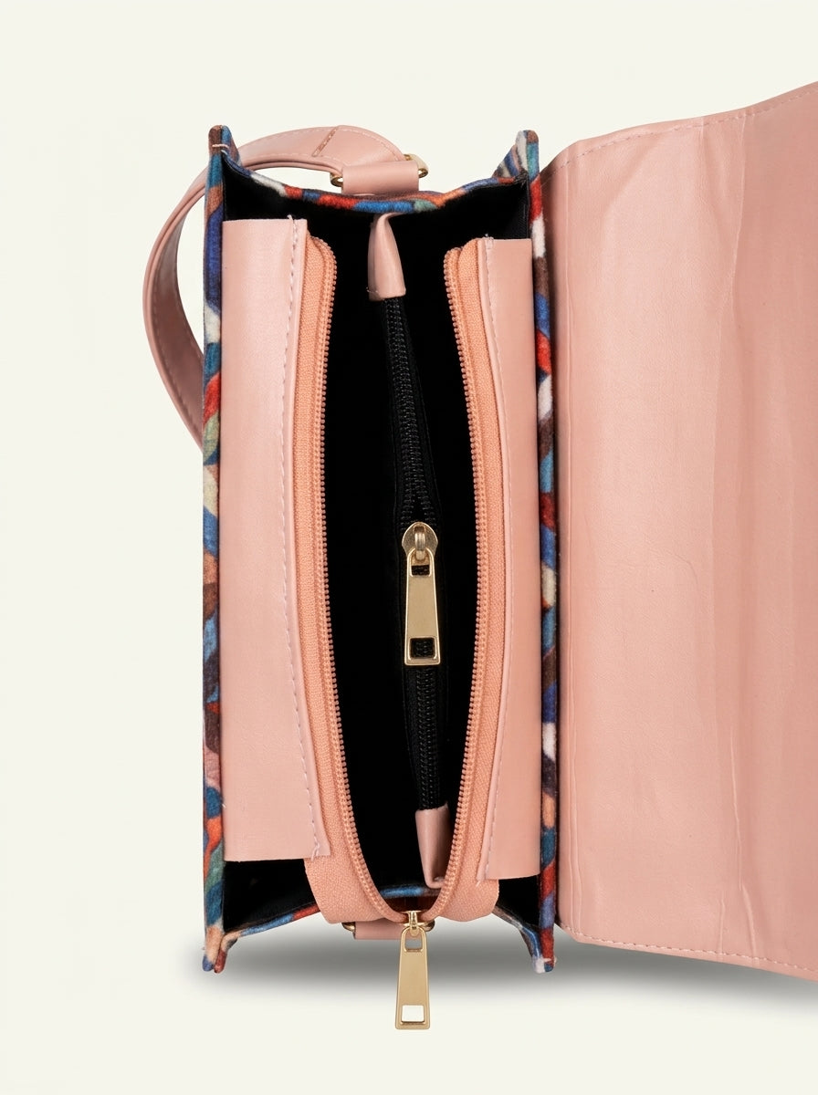 Floral Print Pearl Top Handle Bag
