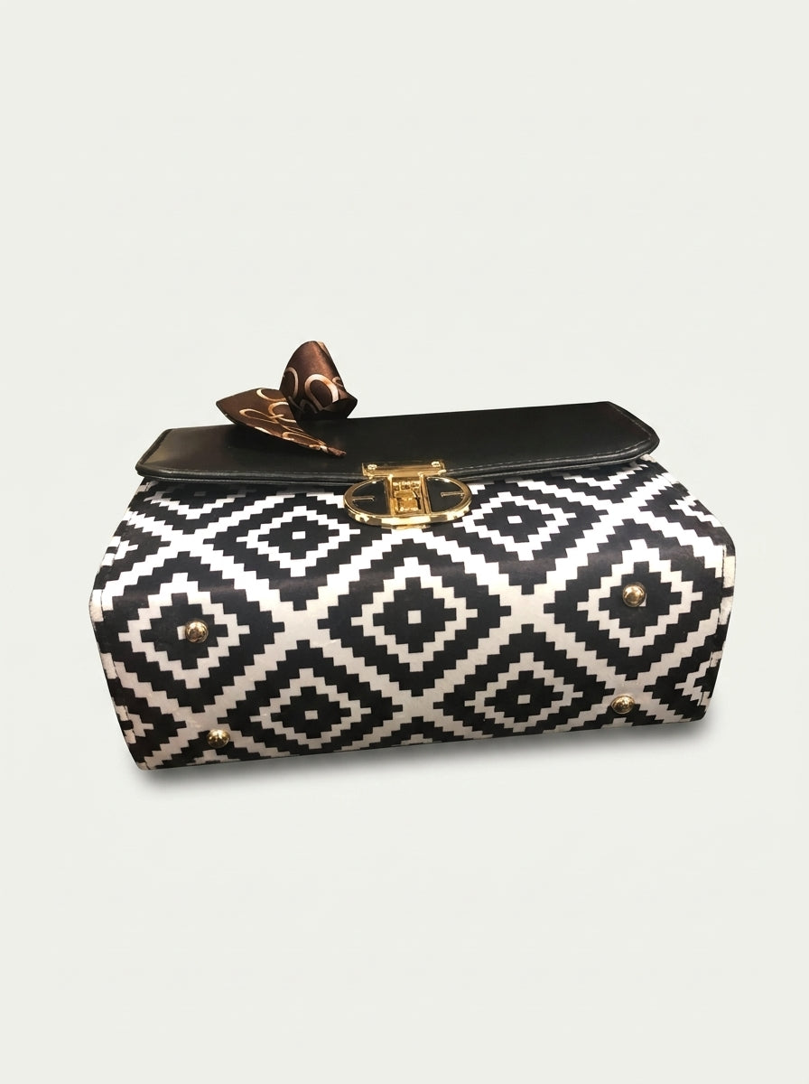 Floral Print Pearl Top Handle Bag