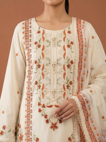 Embroidered 3-Piece Suit Set with Floral Dupatta