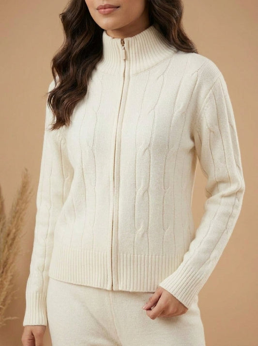 Full-Zip Cable-Knit Jacket & Wide-Leg Trouser 2-Piece Co-ord Set