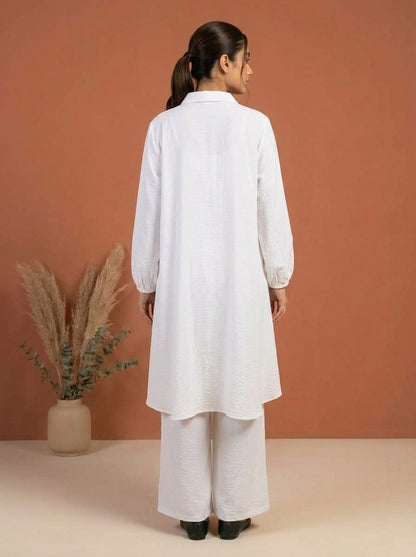 Button-Down Asymmetric Textured Co-Ord Set