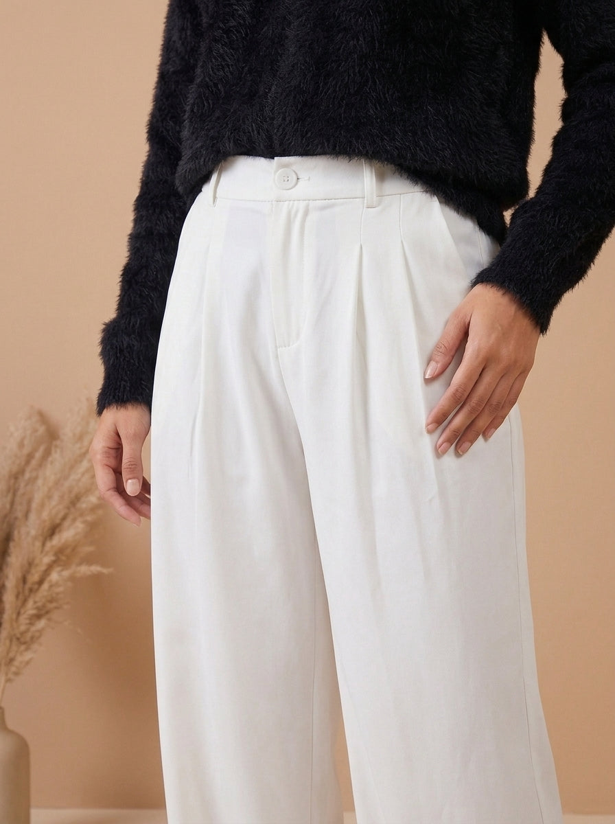 High-Waisted Side-Cargo Pleated Trousers