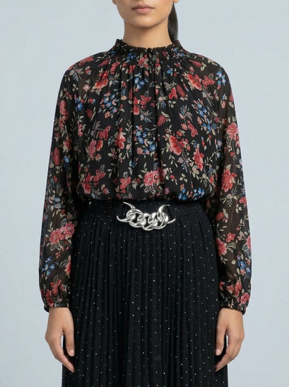 Floral Print Blouson Top