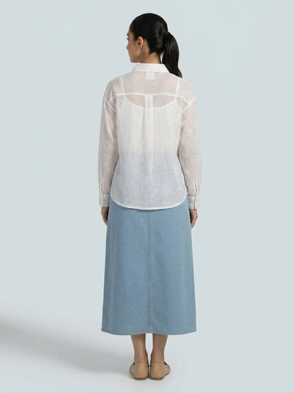 Embroidered Sequin Button-Down Shirt