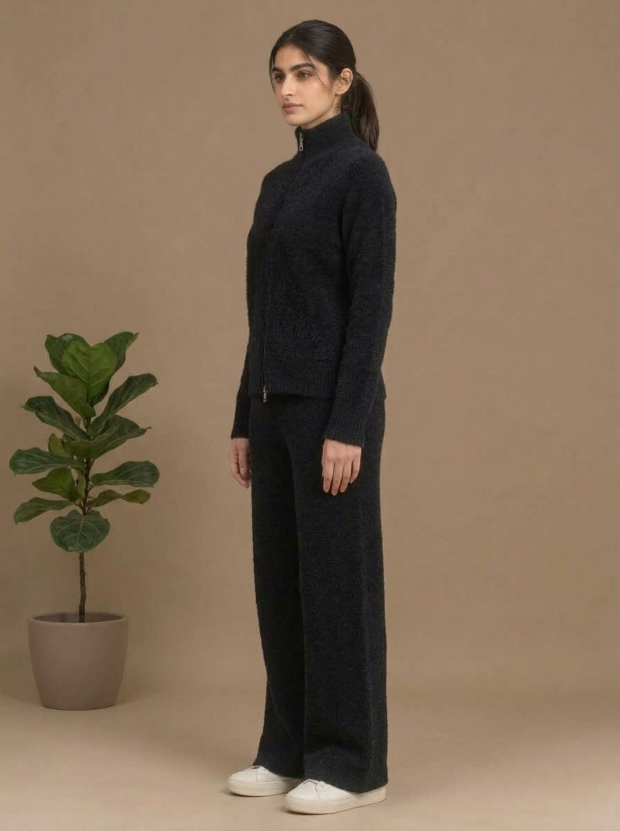 Cable-Knit High-Neck Co-Ord Set
