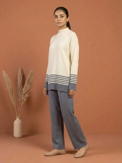 Striped Mock-Neck Knit Co-Ord Set