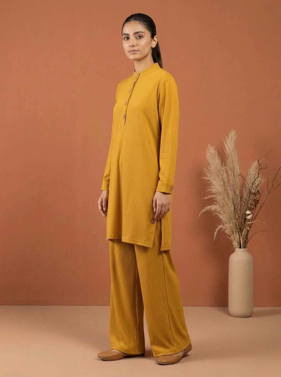 Ribbed Tunic & Wide-Leg Trouser 2-Piece Co-ord Set