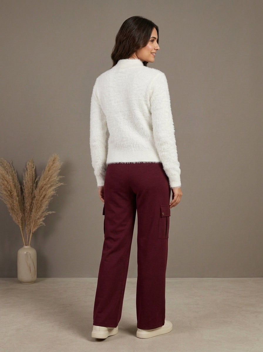 High-Waisted Side-Stripe Cargo Trousers