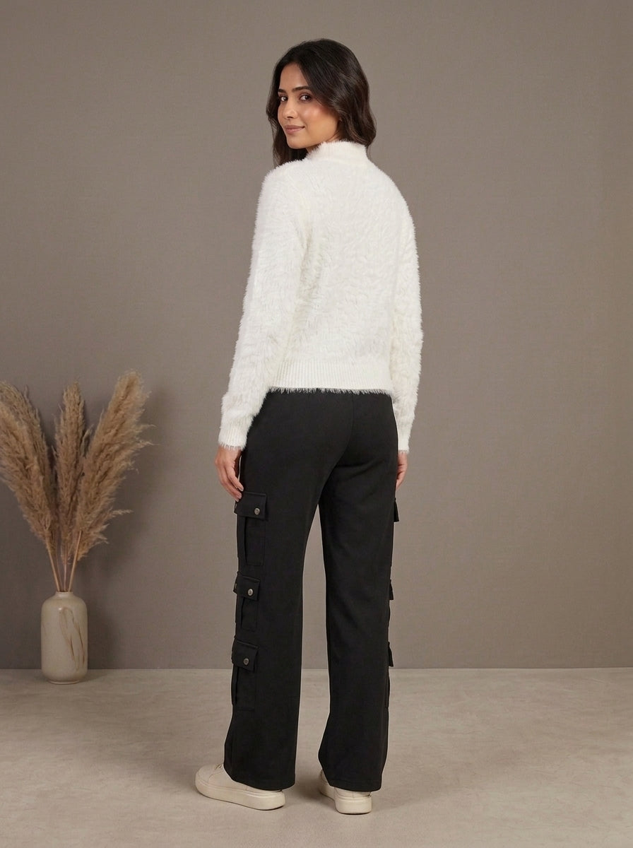 High-Waisted Multi-Pocket Cargo Trousers