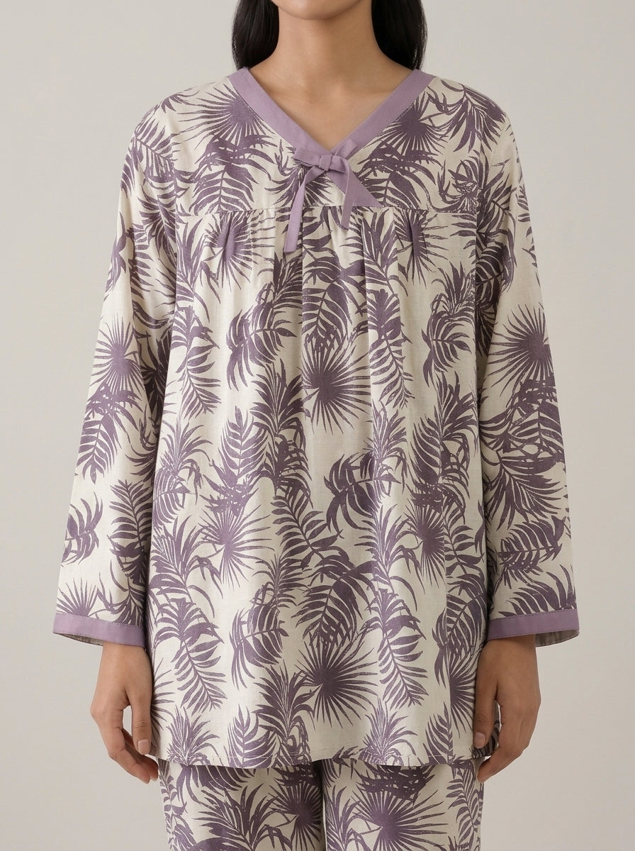 Floral Printed V-Neck Lounge Set