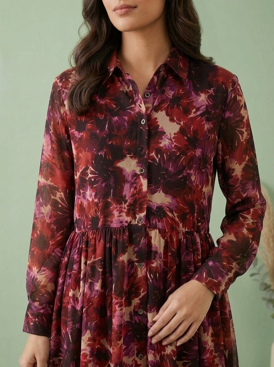 Floral Button-Down Smocked Maxi Dress