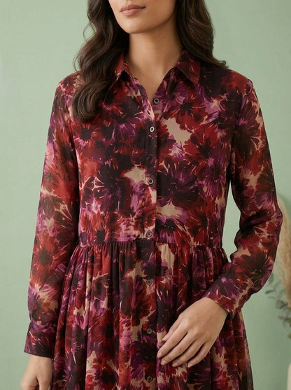 Floral Button-Down Smocked Maxi Dress