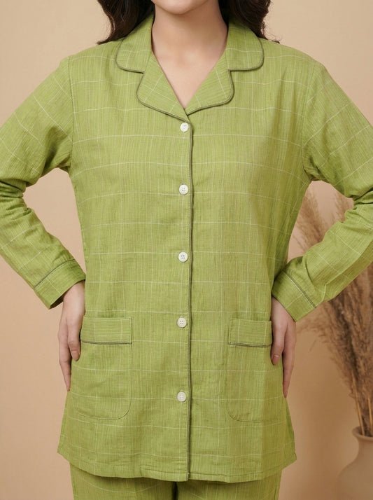 Grid Check Sleepwear Shirt with Matching Trousers
