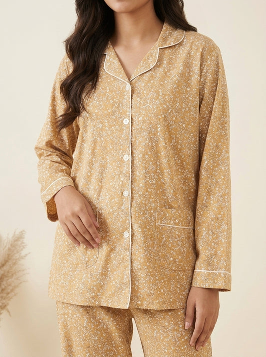Floral Printed Sleepwear Shirt with Matching Trousers