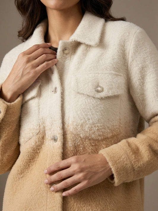 Dual-Tone Knit Button-Front Jacket