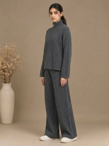 Cable-Knit High-Neck Co-Ord Set