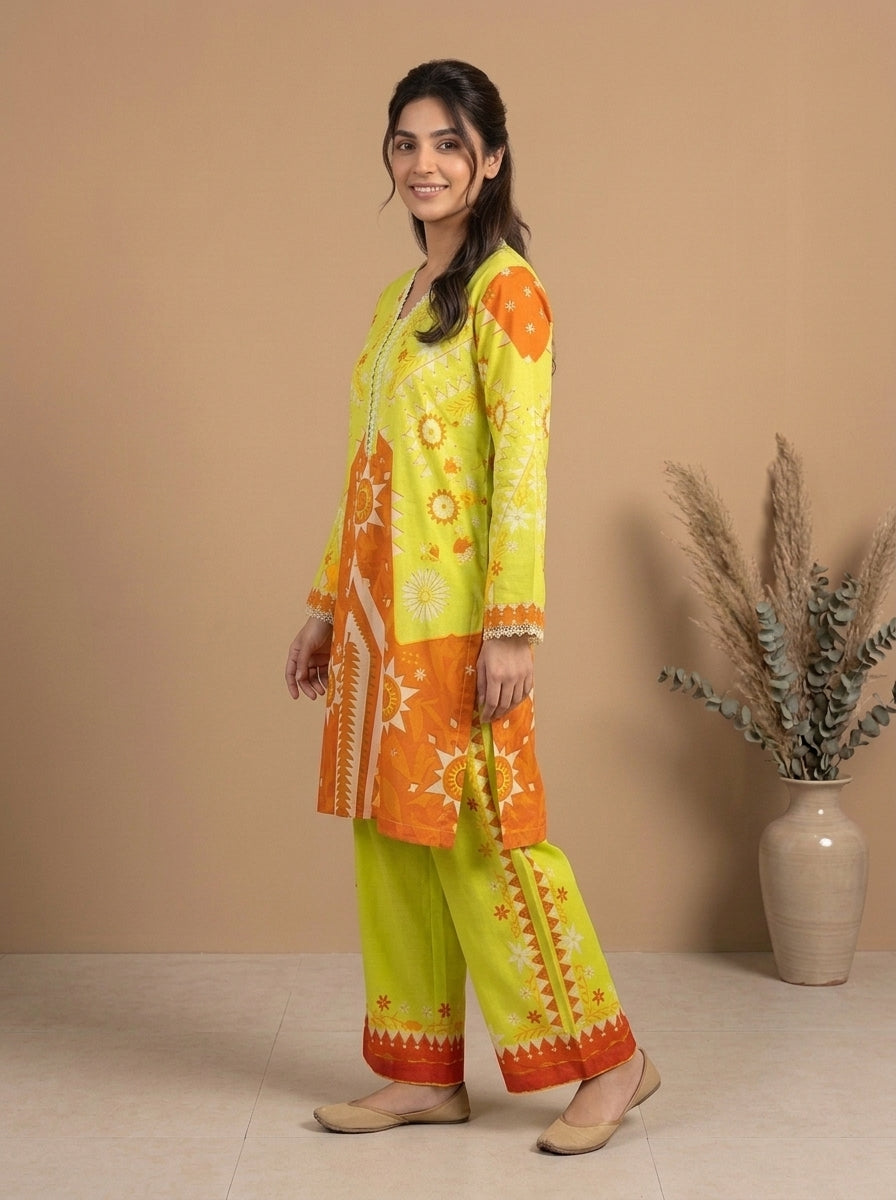 Geometric Ethnic Kameez with Matching Shalwar