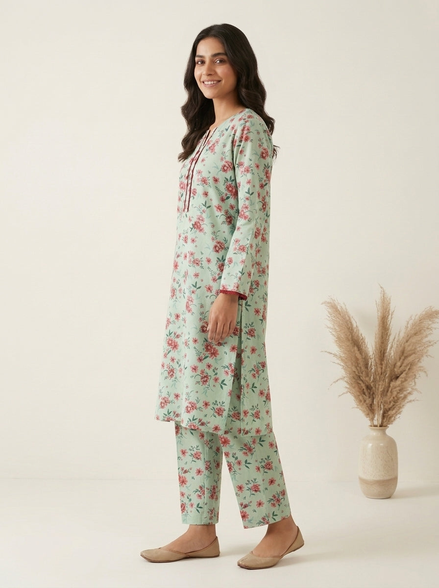 Floral Printed Kameez with Matching Shalwar