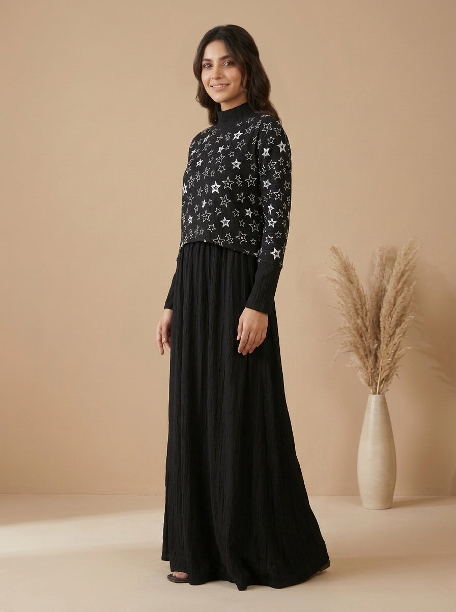 Star Print Two-Piece Layered Dress