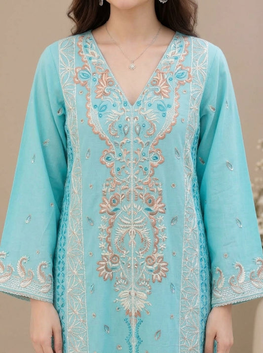 Embroidered 3-Piece Suit Set with Tassels