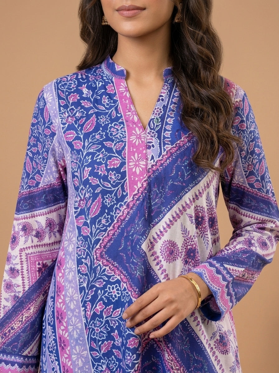 Geometric Printed Kameez with Straight Trousers
