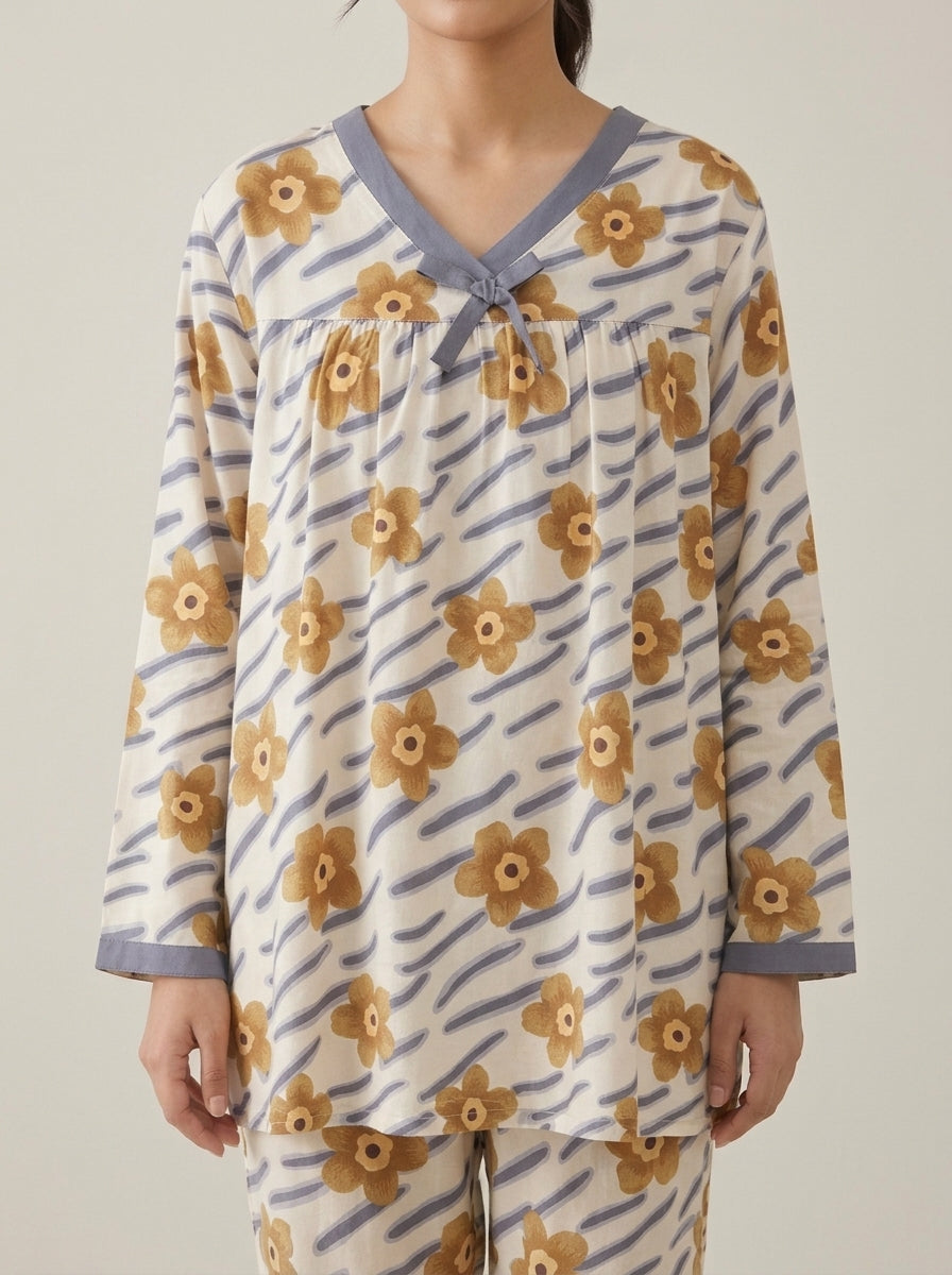 Floral Printed V-Neck Lounge Set