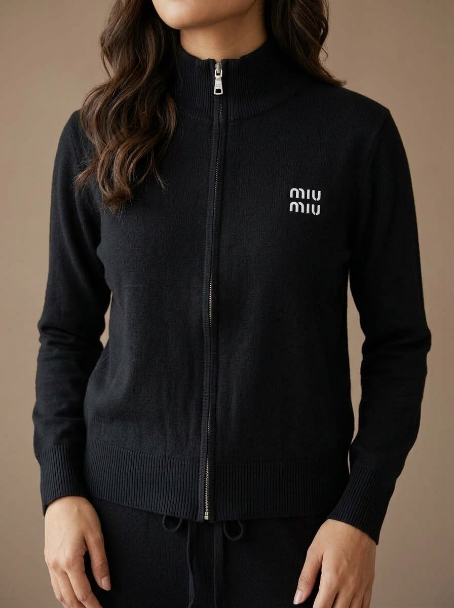 Zip-Up Knit Jacket & Drawstring Wide-Leg Trouser 2-Piece Co-ord Set