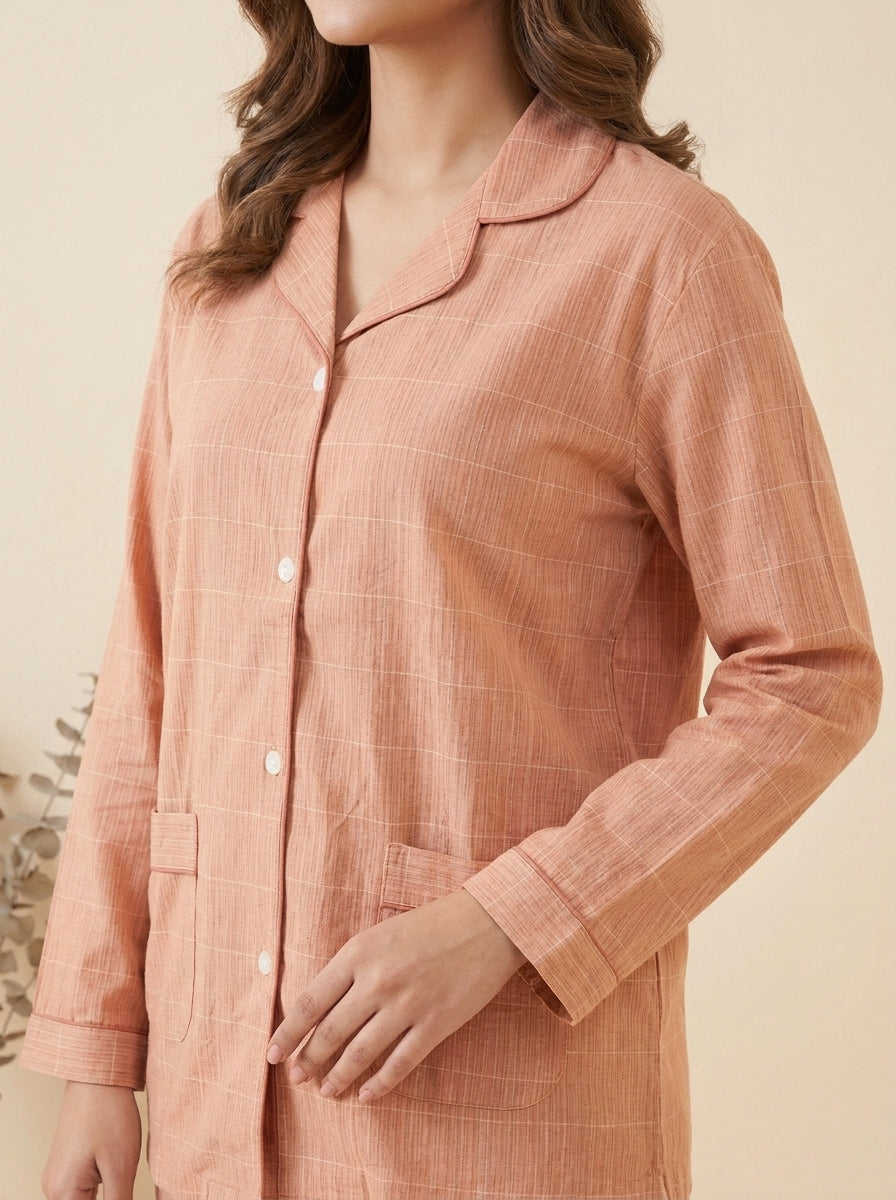 Grid Check Sleepwear Shirt with Matching Trousers
