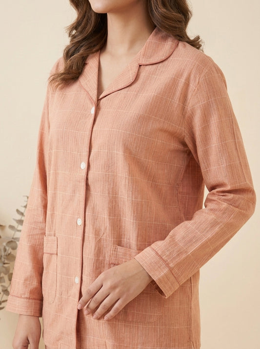 Grid Check Sleepwear Shirt with Matching Trousers