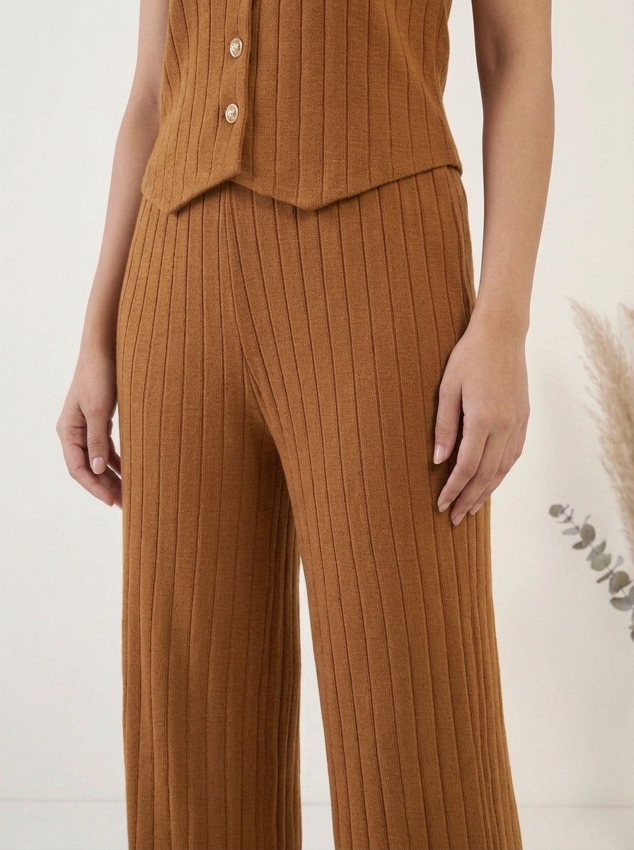 Ribbed Knit Three-Piece Layered Set