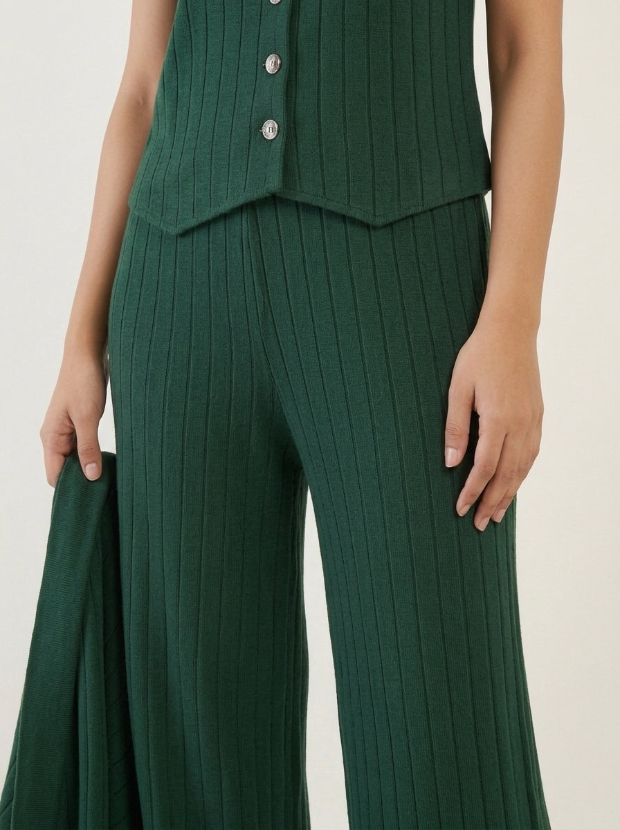 Ribbed Knit Three-Piece Layered Set