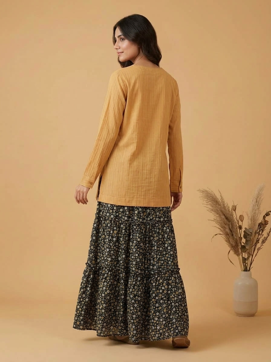 Textured Blouse & Ditsy Floral 2-Piece Co-ord Set