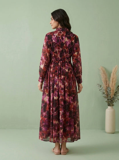 Floral Button-Down Smocked Maxi Dress