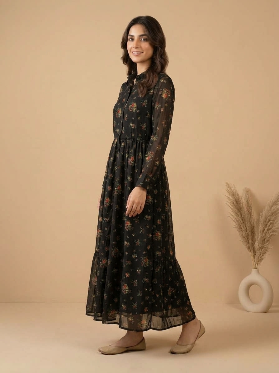 Ditsy Floral Smocked Maxi Dress