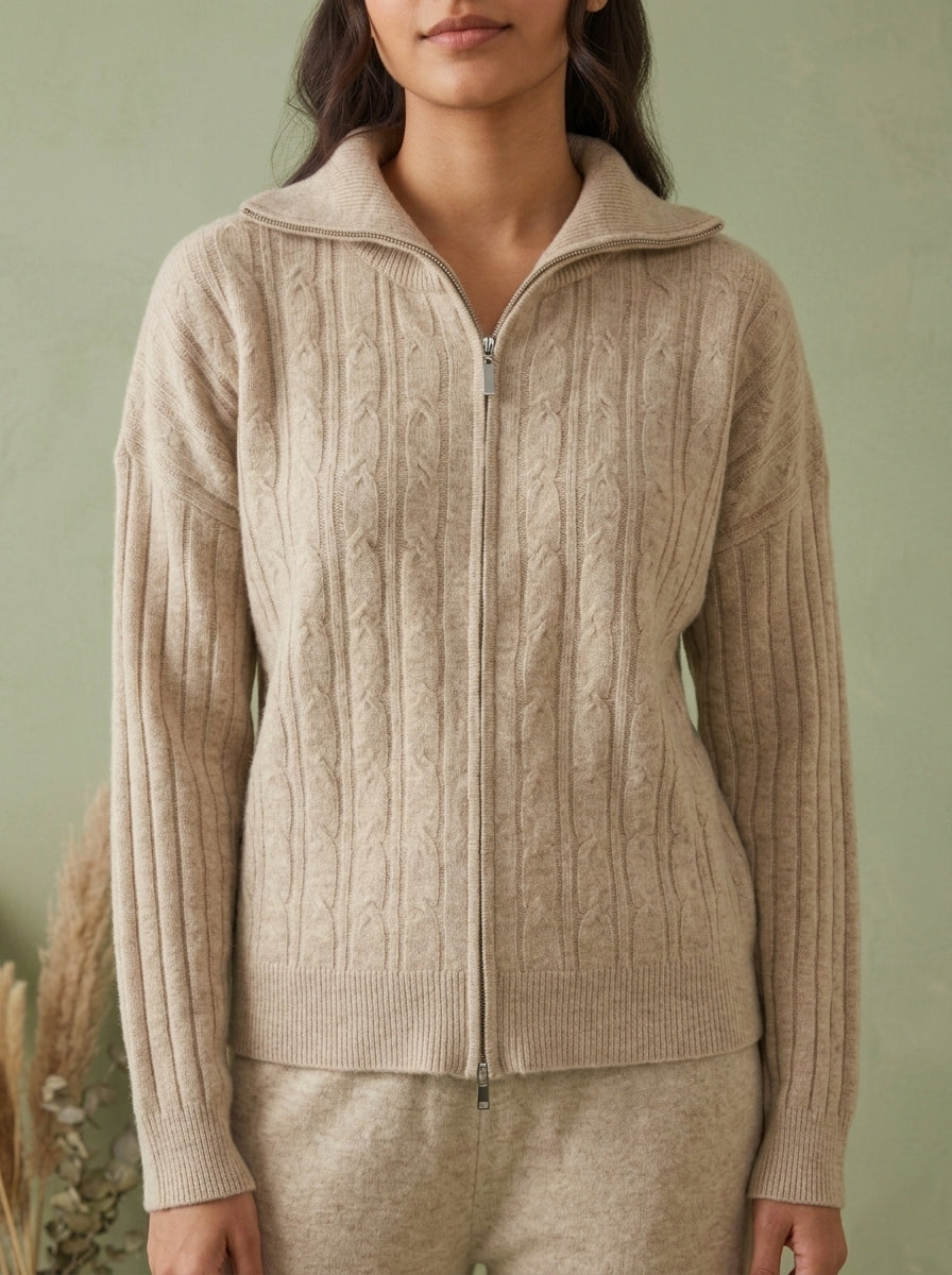 Full-Zip Cable-Knit Jacket & Wide-Leg Trouser 2-Piece Co-ord Set