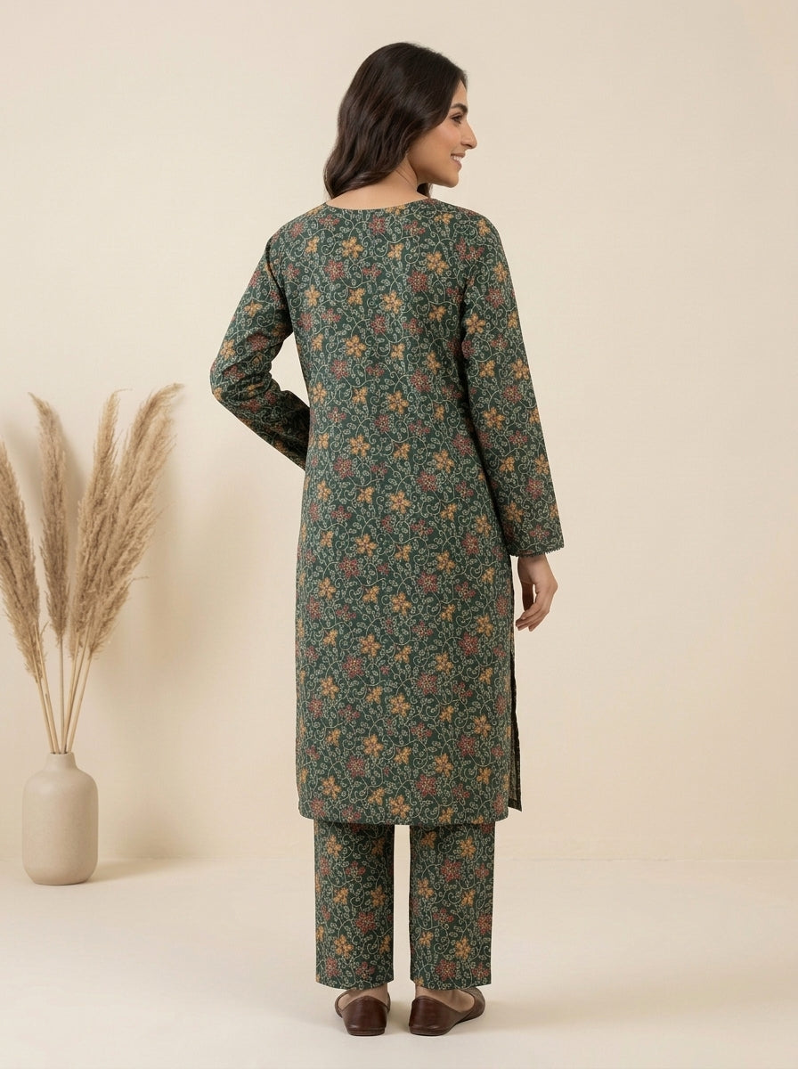 Floral Vine Printed Kameez with Matching Shalwar