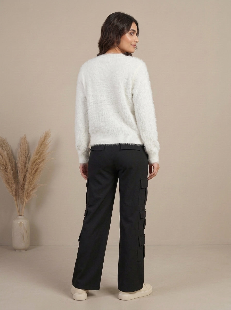 Pearl Embellished Plush Knit Cardigan