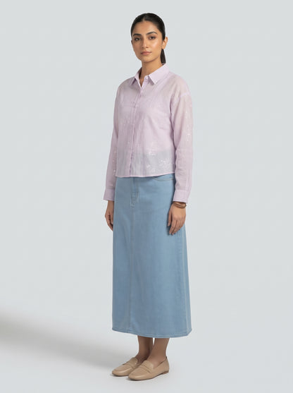 Embroidered Sequin Button-Down Shirt