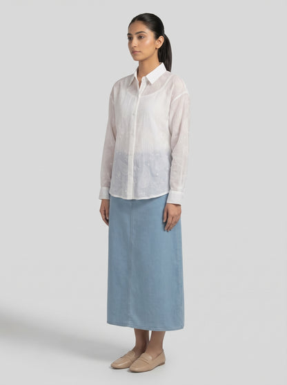 Embroidered Sequin Button-Down Shirt