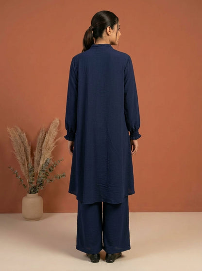 Button-Down Asymmetric Textured Co-Ord Set