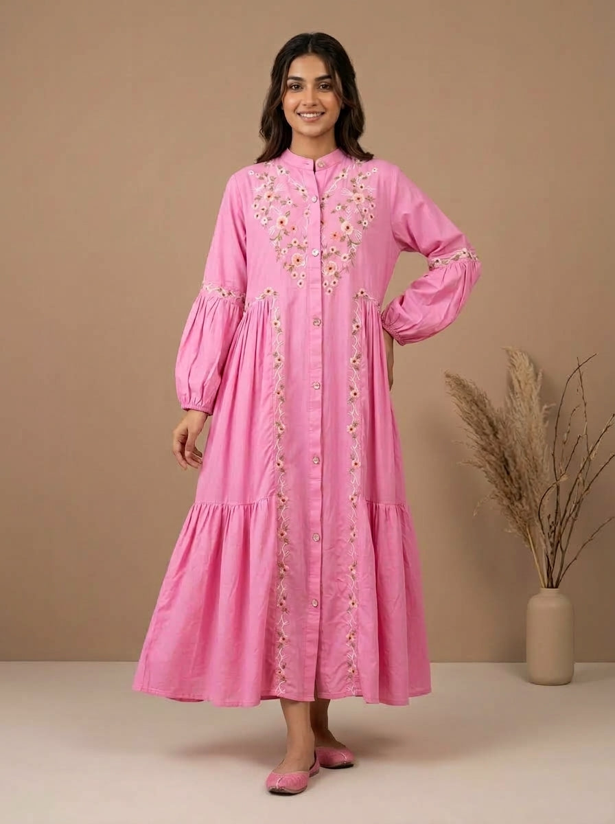 Embroidered Tiered Maxi Dress