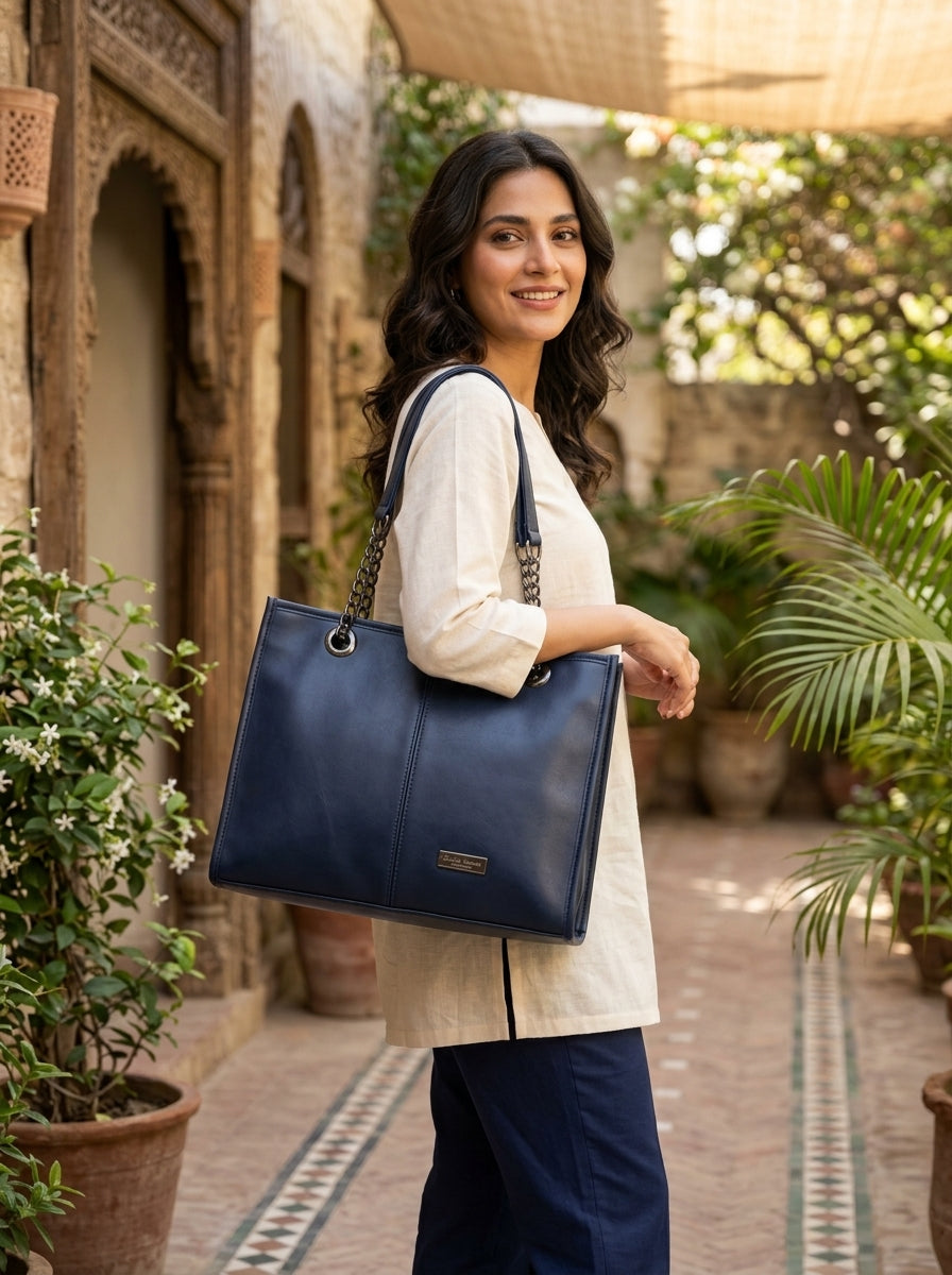 Chain Accent Tote Bag