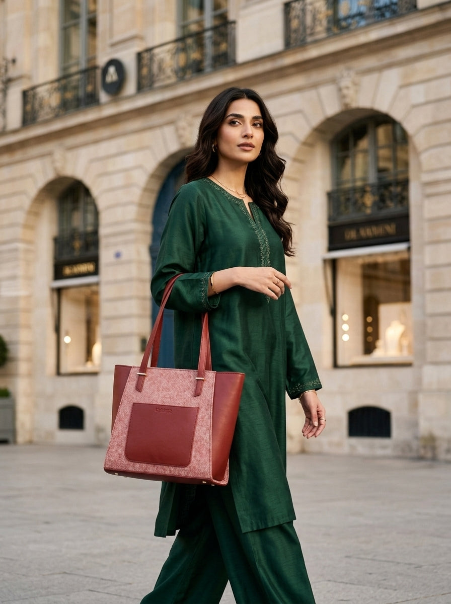 Textured Panel Tote Bag